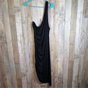 A New Day Size 2X Sleeveless 1 Arm Black Bodycon Dress w/Ruching on 1 Si…